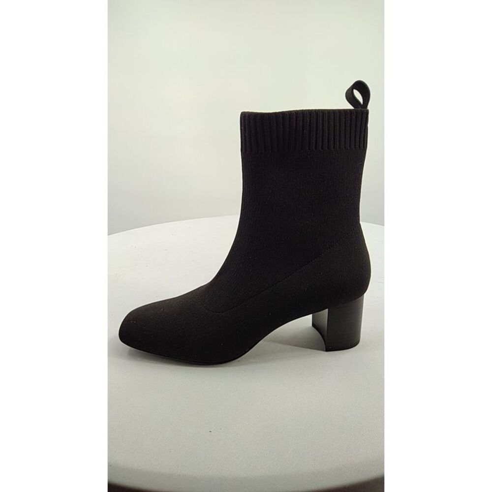 Quince Black Knit Sock Booties with Block Heel